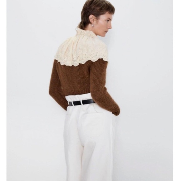 Zara Wool Blend Sweater with lace eyelet neck - Picture 8 of 14